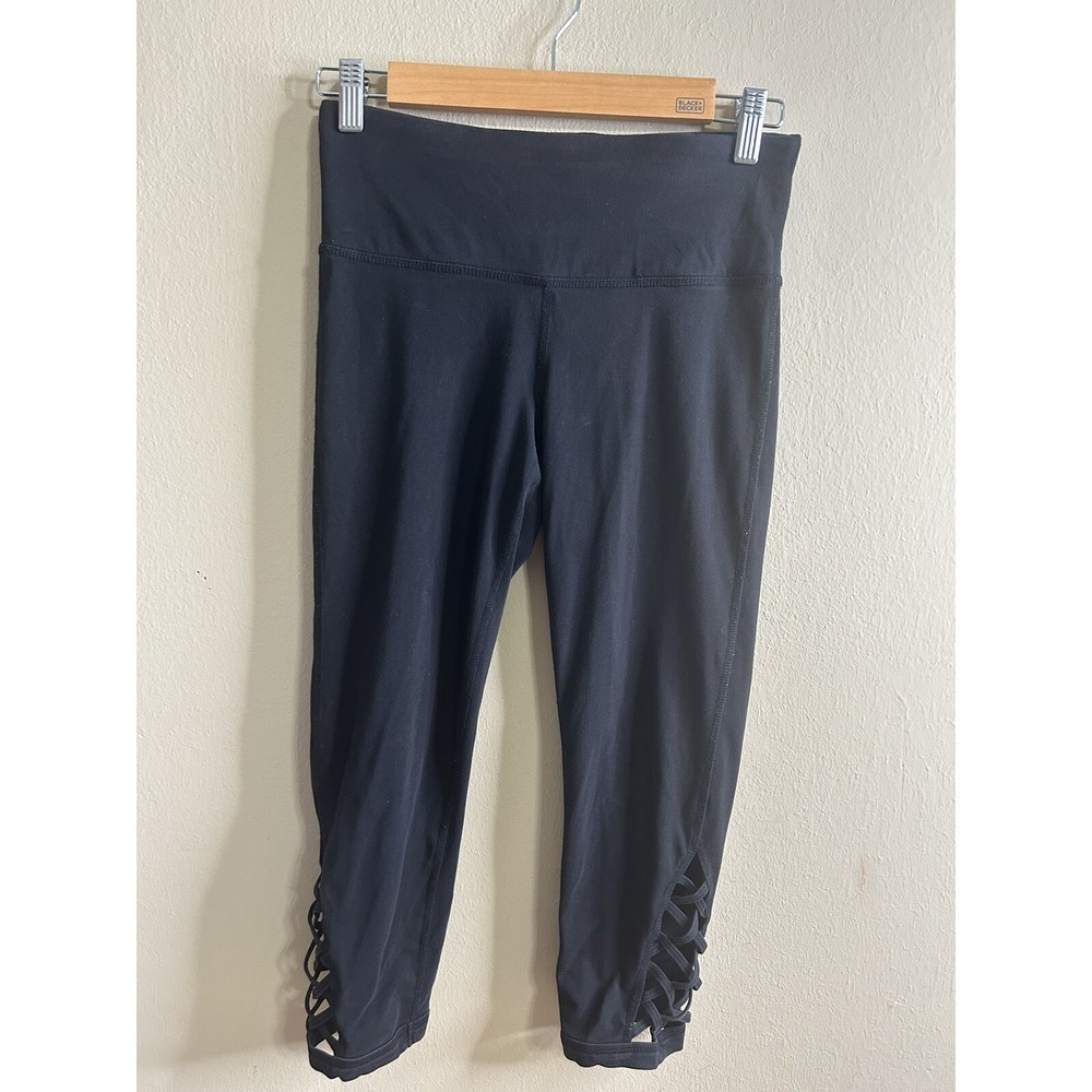 Women's Ideology Cutout Cropped Leggings Black Size Small